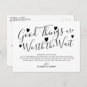 価値あるものは待つ価値がある 結婚延期 案内ポストカード (正面/裏面)