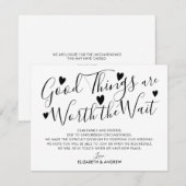 価値あるものは待つ価値がある 結婚延期 案内状 (正面/裏面)