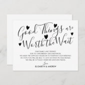 価値あるものは時を待つ　結婚式延期のお知らせ 案内状 (正面/裏面)