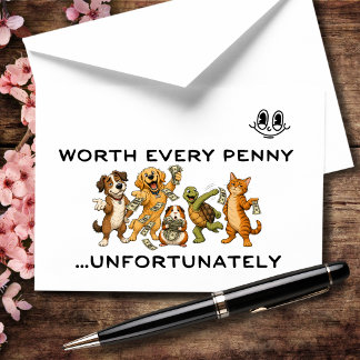 価値ある一銭 Funny Pet Humor サンキューカード