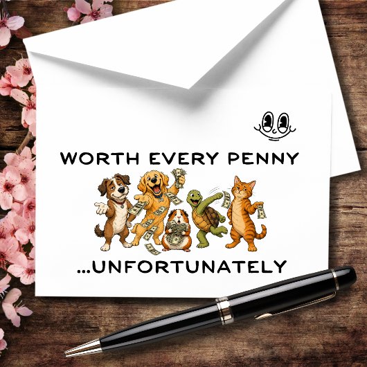 価値ある一銭 Funny Pet Humor サンキューカード