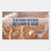 価値ある人間になれ感動的引用文 長方形シール (正面)