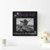 価値ある妻 四角い ブラック ウォールクロック (ホーム)