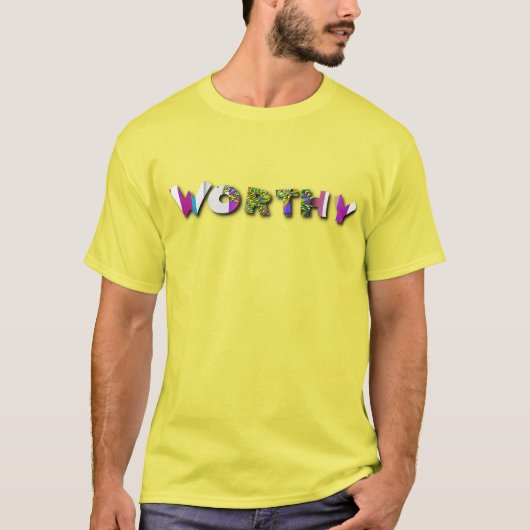 価値ある黄色のメンズ Tシャツ (正面)