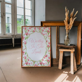 価値があるラムピンクのチューリップクリスチャンウォールアート ポスター