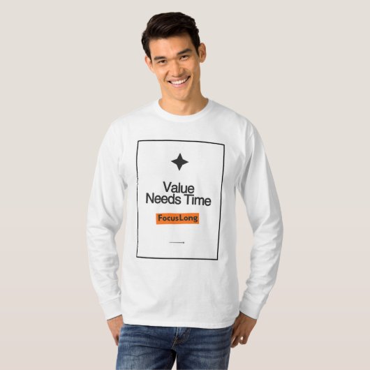価値には時間がかかる Tシャツ - 長期投資家へのギフト (正面フル)