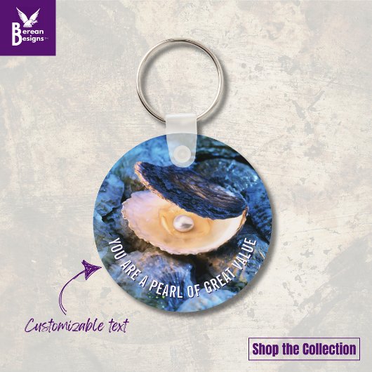 価値のオイスターパール素晴らしクリスチャンカスタム キーホルダー