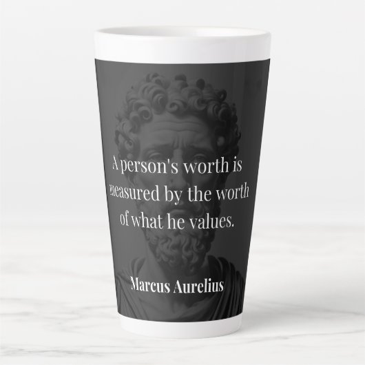 価値の定義： Marcus Aurelius on Values カフェラテマグ (正面)