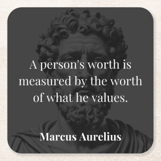 価値の定義： Marcus Aurelius on Values スクエアペーパーコースター (正面)