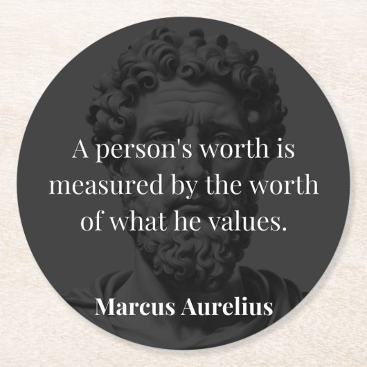 価値の定義： Marcus Aurelius on Values ラウンドペーパーコースター (正面)