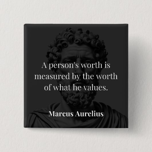 価値の定義： Marcus Aurelius on Values 缶バッジ (正面)