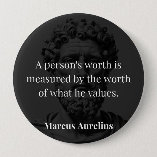 価値の定義： Marcus Aurelius on Values 缶バッジ (正面)