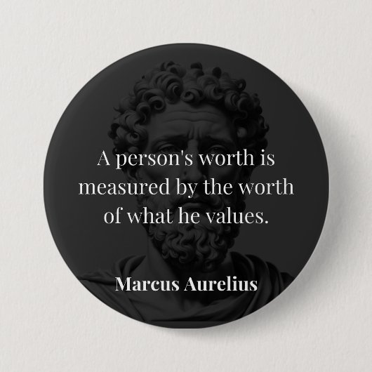 価値の定義： Marcus Aurelius on Values 缶バッジ (正面)