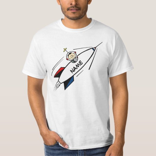 価値Tシャツ、ロケットの人の漫画、一流のテンプレート Tシャツ (正面)