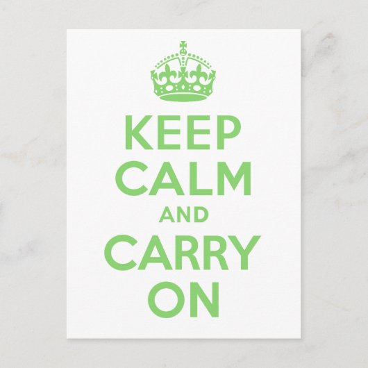 価最高の格Keep Calm and Carry On緑 ポストカード (正面)