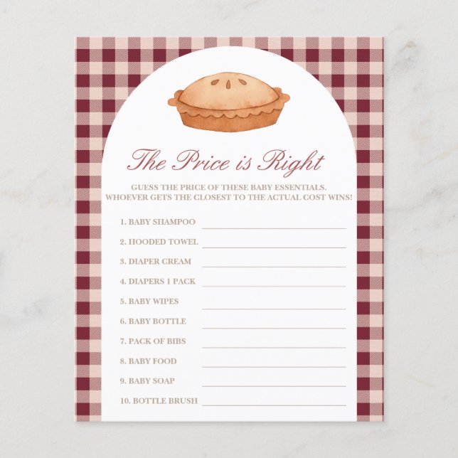 価格は右かわいこちゃんパイ赤ちゃんシャワーゲーム (正面)