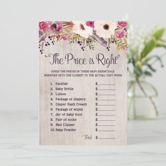 価格は右の素朴なベビーシャワーのゲームです 招待状 (スタンド正面)