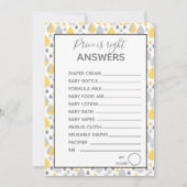 価格は右ゲーム赤ちゃんシャワー灰色/黄色 招待状 (正面)