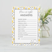 価格は右ゲーム赤ちゃんシャワー灰色/黄色 招待状 (スタンド正面)