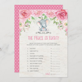 価格は右ピンク象の赤ちゃんシャワーゲーム 招待状