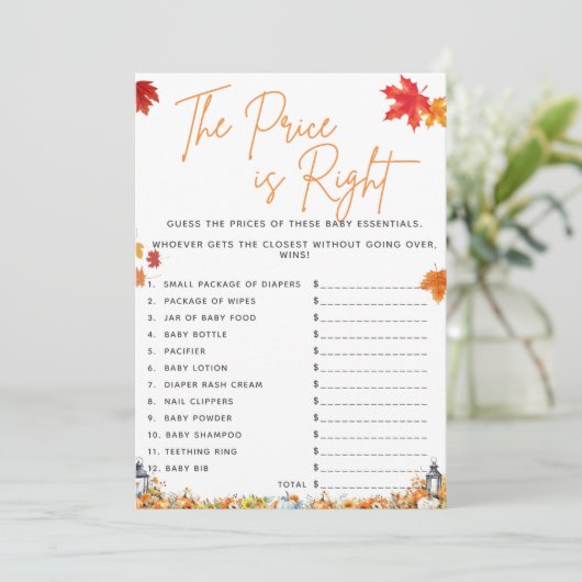 価格は右ベビーシャワーゲームリトルカボチャ 招待状 (スタンド正面)