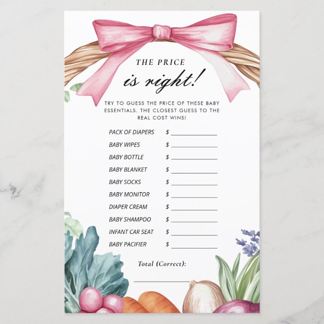 価格は地元で育った赤ちゃんシャワーゲーム (正面)