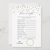 価格は正しいゲーム赤ちゃんシャワー 招待状 (正面)