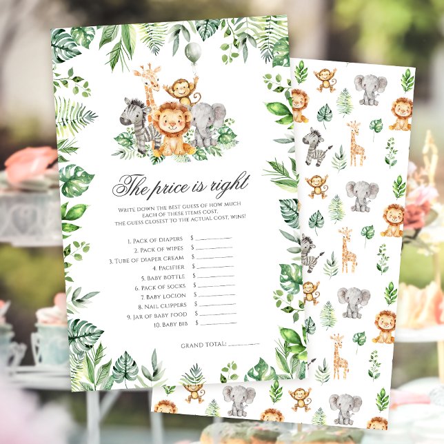 価格は正しいサファリ動物の赤ちゃんシャワーゲーム (クリエイターアップロード済み)