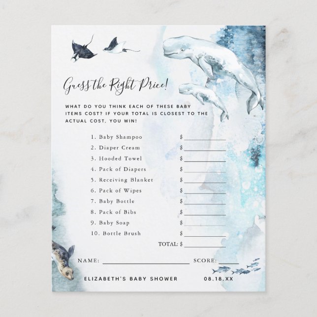 価格を当てろ｜ベビーシャワーのゲーム (正面)