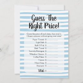 価格を推測するブライダルシャワーゲーム青い白 招待状
