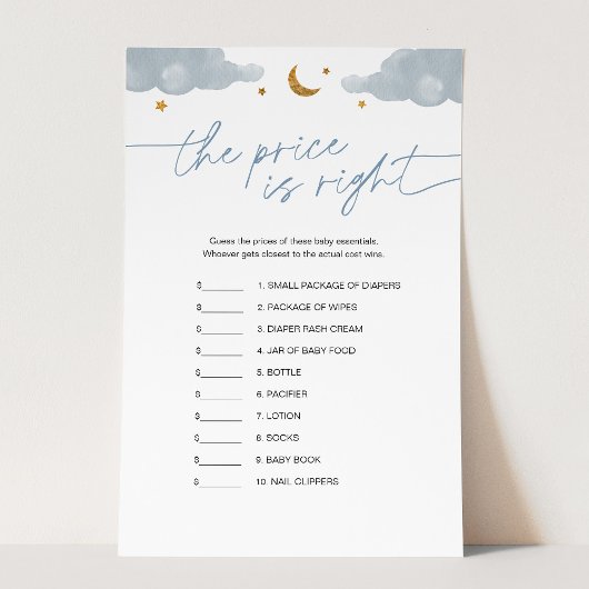 価格を推測する星の赤ちゃんシャワーゲーム