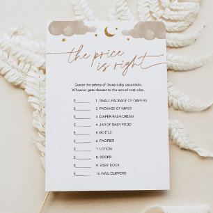 価格を推測する星の赤ちゃんシャワーゲーム 招待状