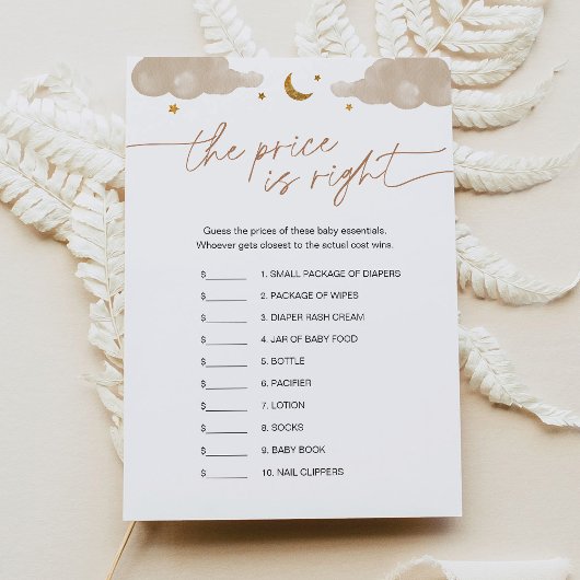 価格を推測する星の赤ちゃんシャワーゲーム 招待状