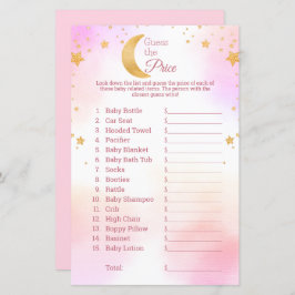 価格を推測する月の星ピンクの赤ちゃんシャワーゲーム