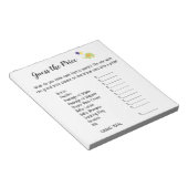 価格を推測する白と可愛い象のゲームページ ノートパッド (アングル)