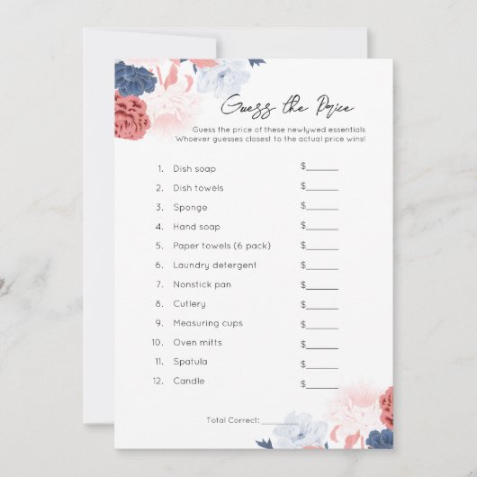 価格を推測 – ブライダルシャワーゲーム シーズンカード (正面)