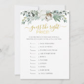 価格を推測Boho緑の赤ちゃんシャワーゲーム 招待状 (正面)