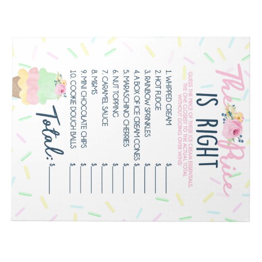 価格アイスクリームエッセンシャルゲームパックを推測 ノートパッド (正面)