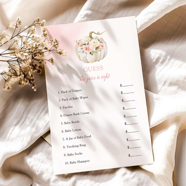 価格ガールカボチャ赤ちゃんシャワーゲームを推測 (Guess the Price is Right Pink Fall Baby Shower Game)