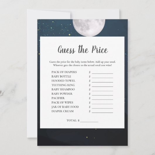 価格ベビーシャワーゲームを推測する 招待状 (正面)