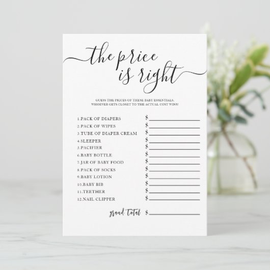 価格ベビーシャワーゲームカードを推測 招待状 (スタンド正面)