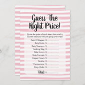 価格ベビーシャワーゲームピンクホワイトを推測 招待状 (正面/裏面)