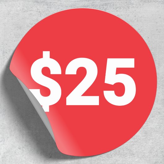 価格ラベルシール | ドル価格赤ラベル ラウンドシール