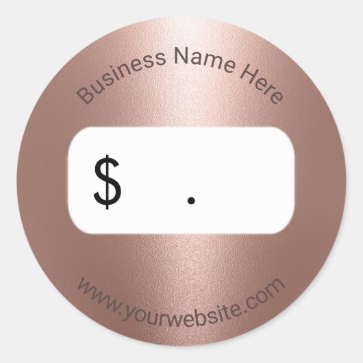 価格ラベルモダンバラ金ゴールド金属 ラウンドシール (正面)