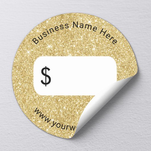 価格ラベルモダン金ゴールドグリッター ラウンドシール