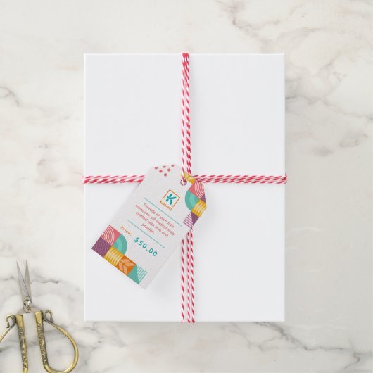 価格ラベル及び美術工芸品事業表示 ギフトタグ (より糸付き)