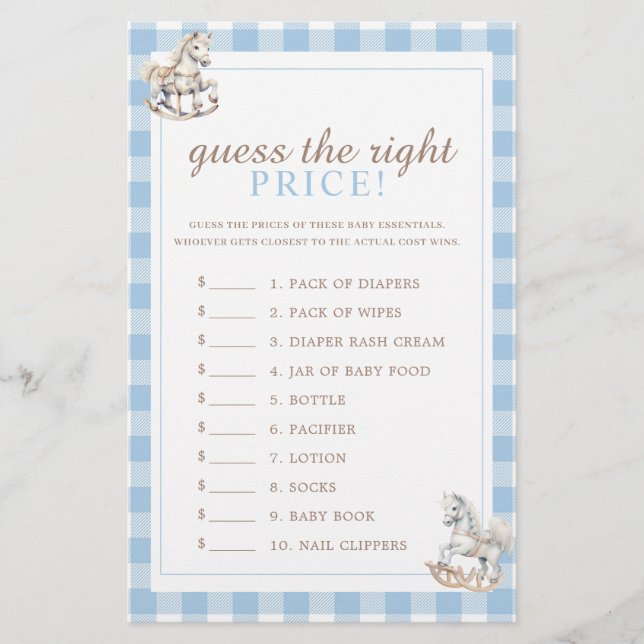 価格ロッキングホース赤ちゃんシャワーゲームを推測 (正面)