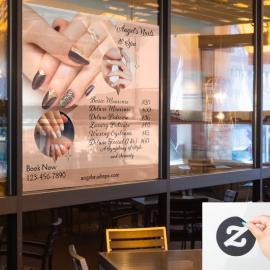 価格付きでネイルサロン スパをカスタマイズ ウィンドウサイン (レストラン窓)