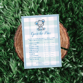 価格当てゲーム かわいいグレー熊の男の子 シャワーゲーム 招待状