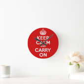 価格最高の正確Keep Calm and Carry On赤 ラウンド壁時計 (ホーム)